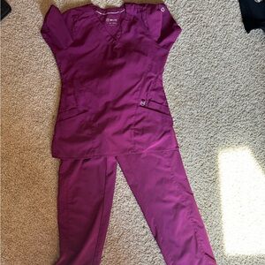 Wine V-Neck Scrub Set